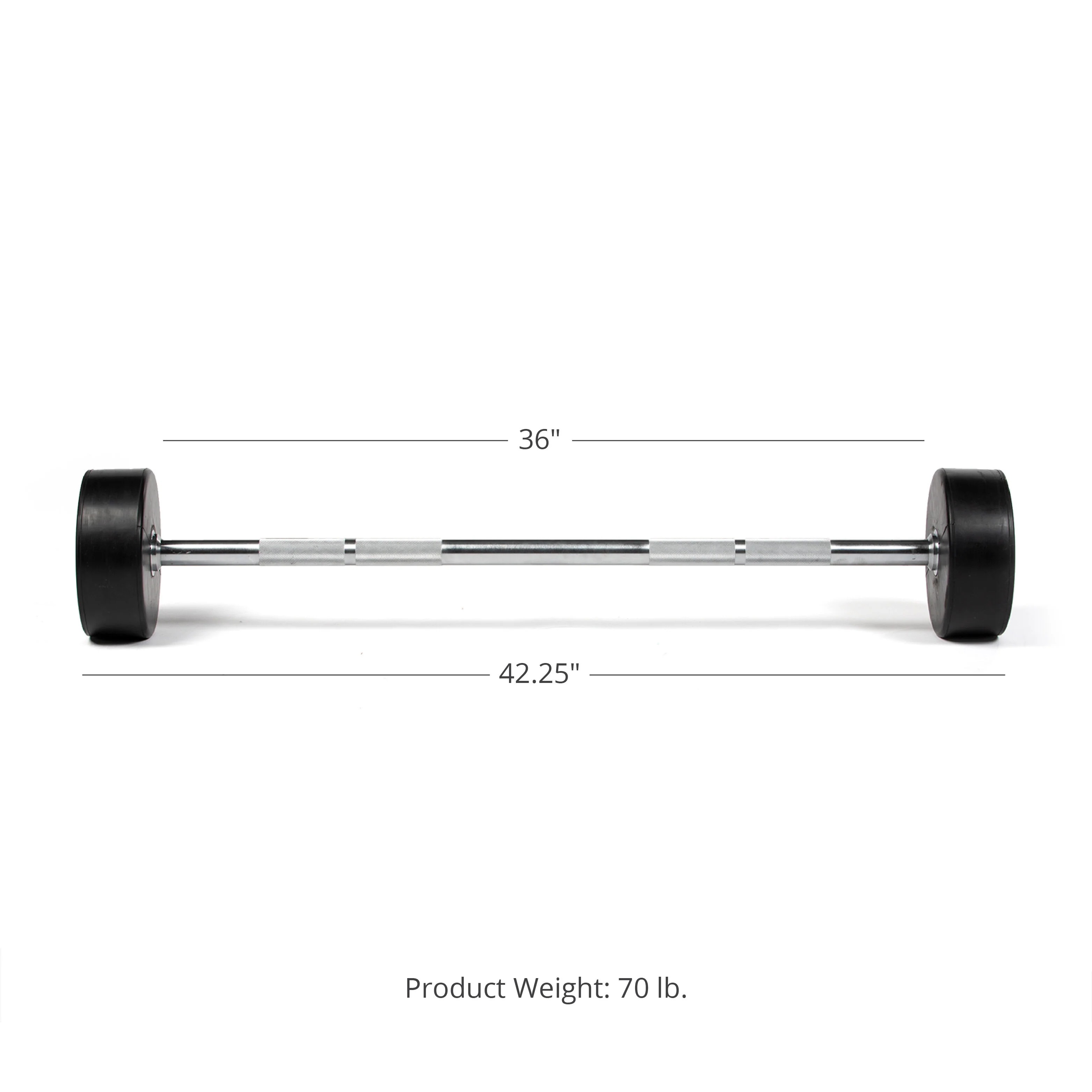 Scratch and Dent - Rubber Fixed Barbell | Straight | 70 LB - FINAL SALE - Image 2