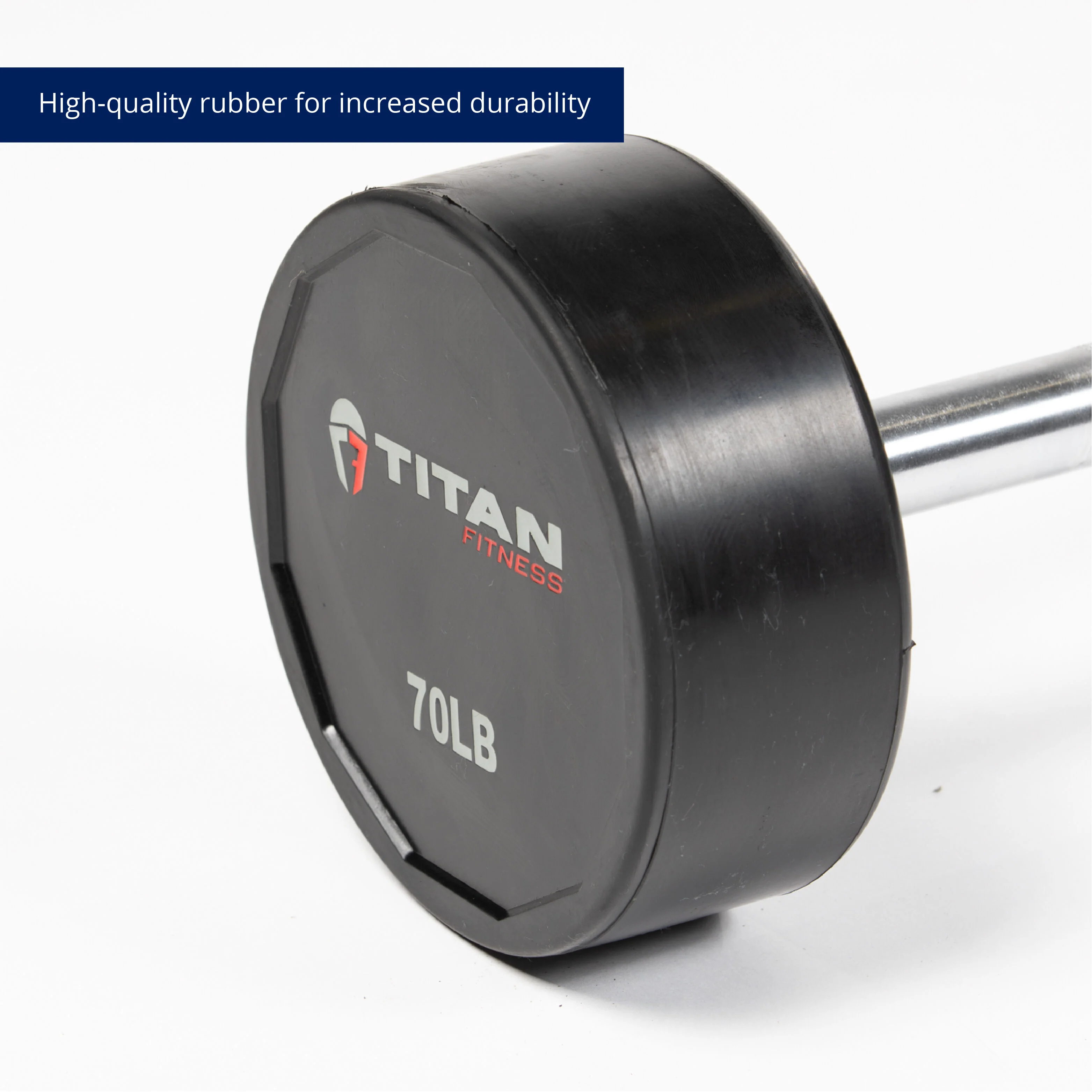 Scratch and Dent - Rubber Fixed Barbell | Straight | 70 LB - FINAL SALE - Image 7