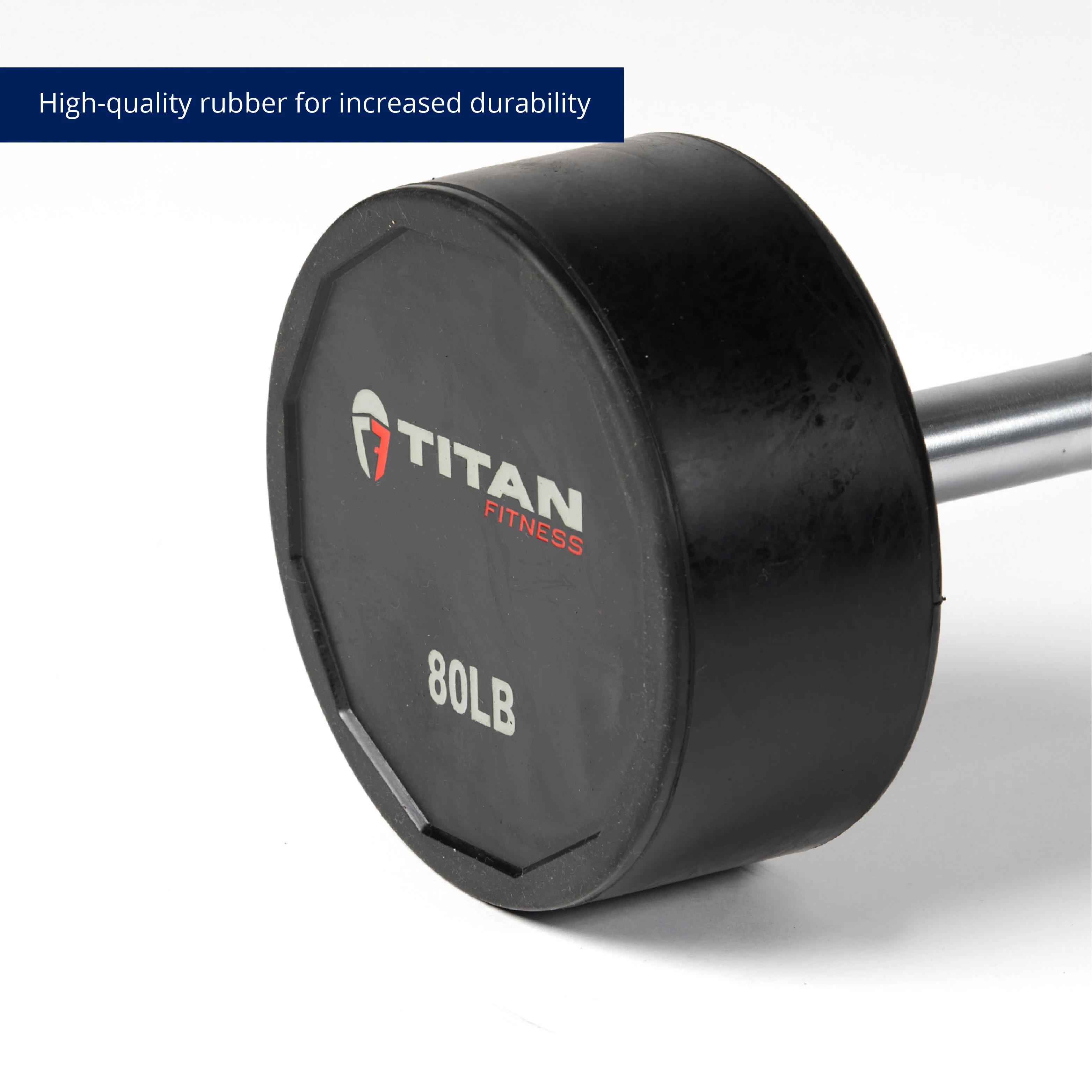 Scratch and Dent - Rubber Fixed Barbell | Straight | 80 LB - FINAL SALE - Image 6