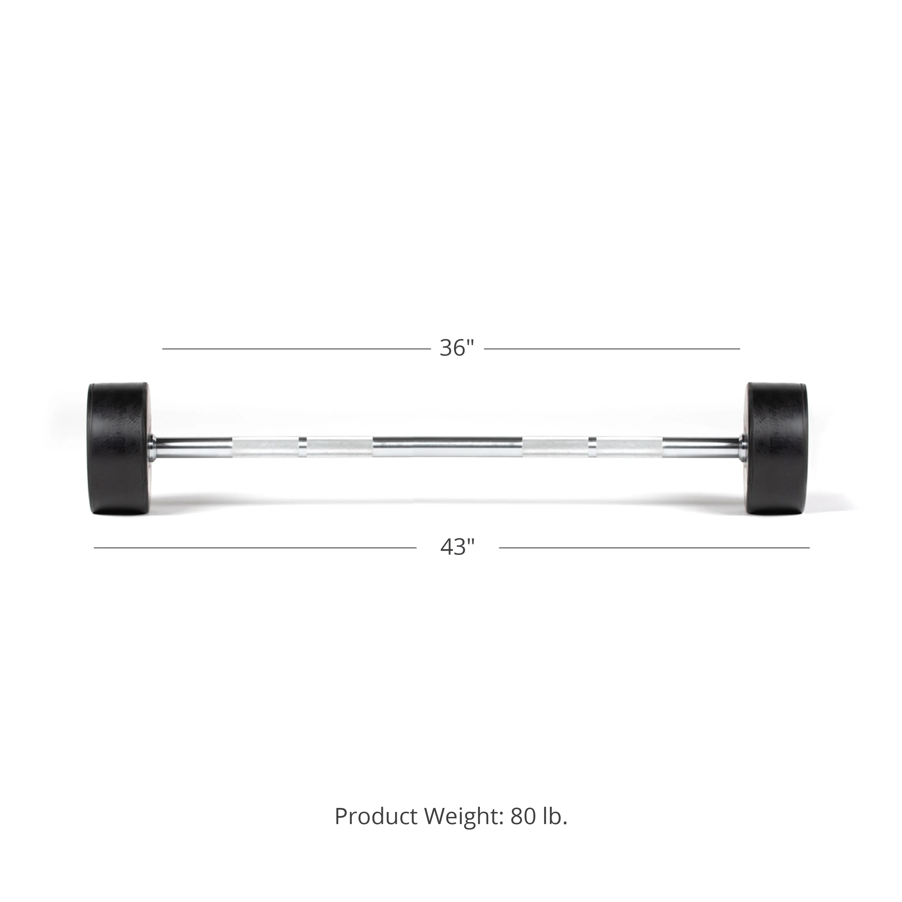 Scratch and Dent - Rubber Fixed Barbell | Straight | 80 LB - FINAL SALE - Image 7