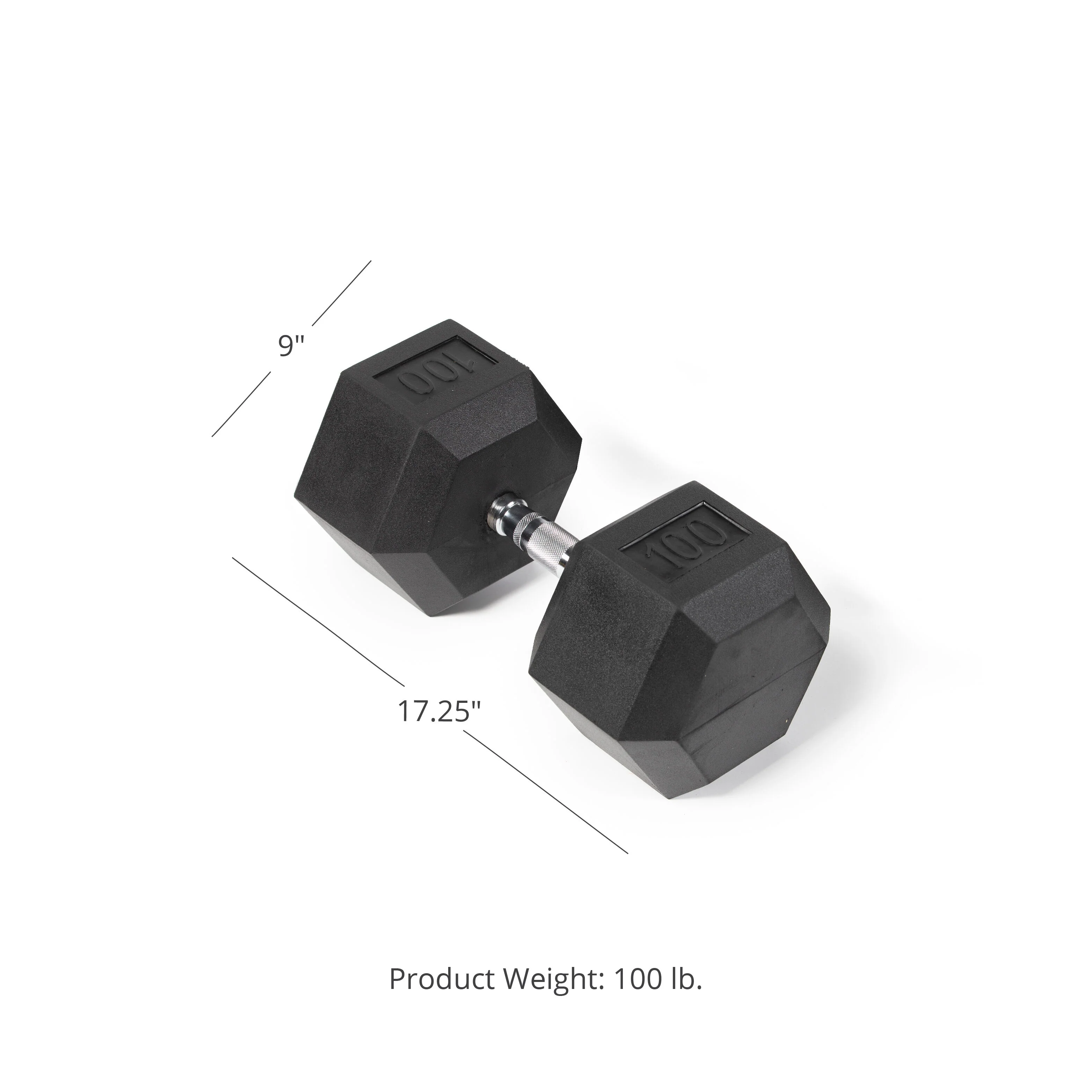 Scratch and Dent, 100 LB Rubber Hex Dumbbell