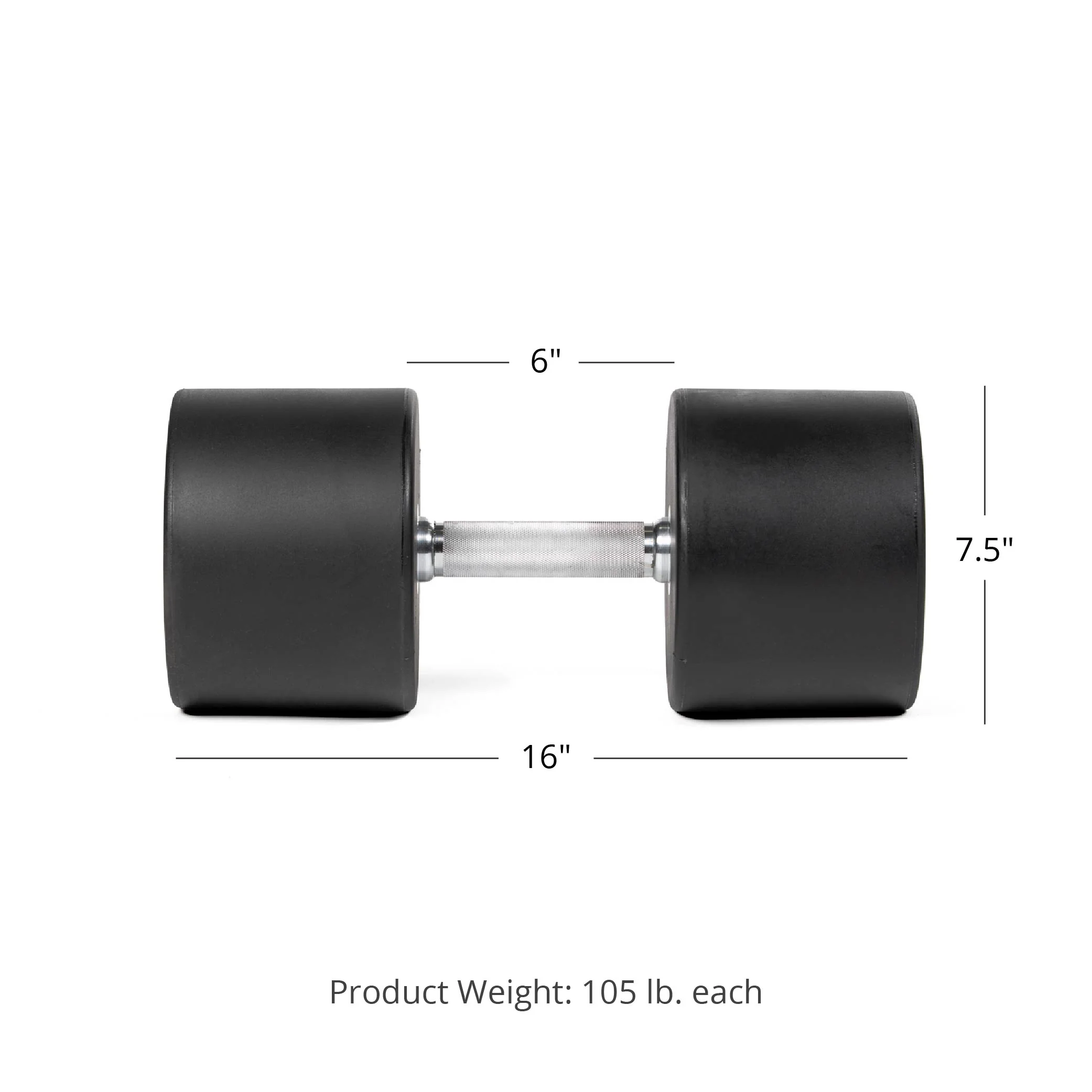 Scratch and Dent, Single 105 LB Round Urethane Dumbbell - Image 4