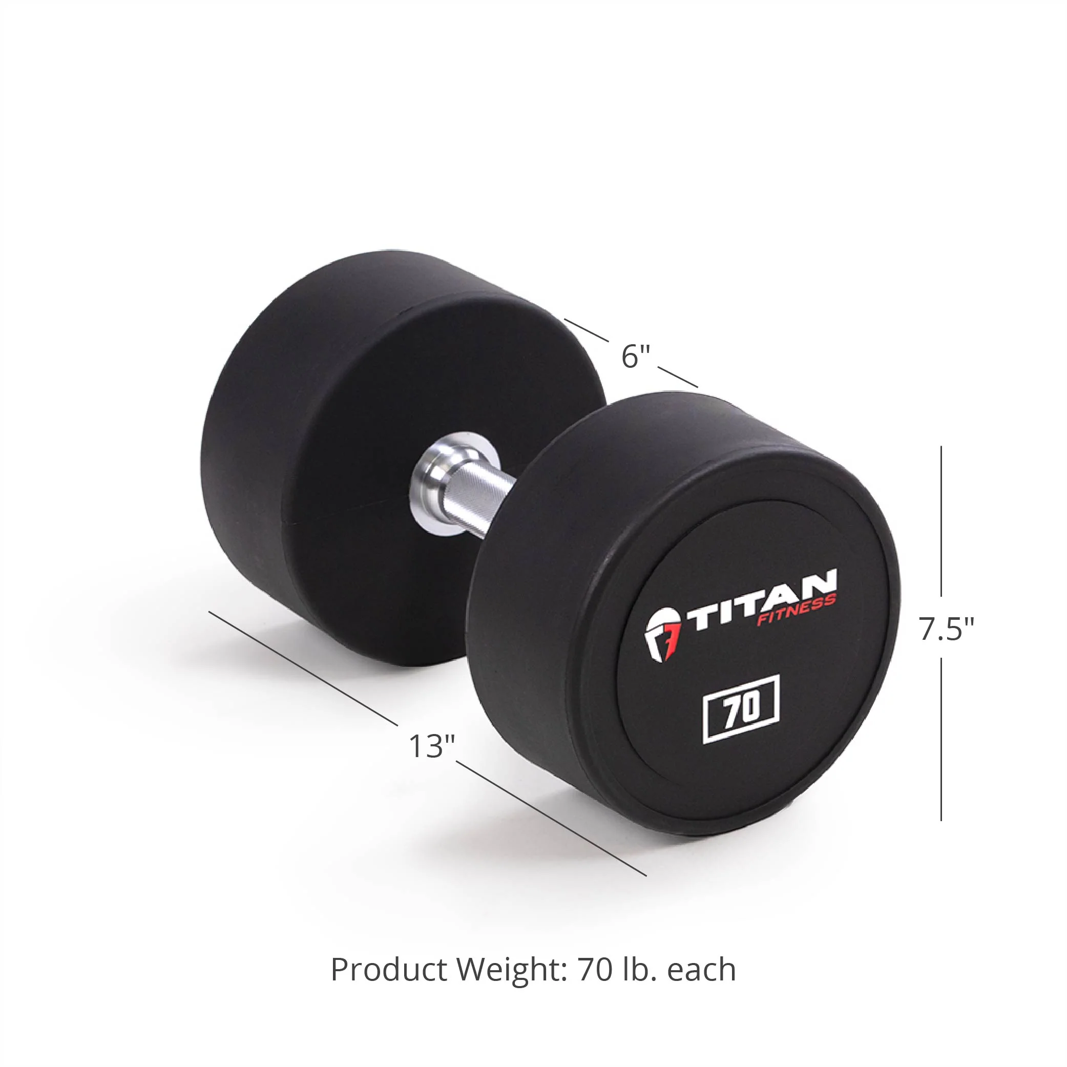 Scratch and Dent, 70 LB Classic Round Urethane Dumbbell - Image 4