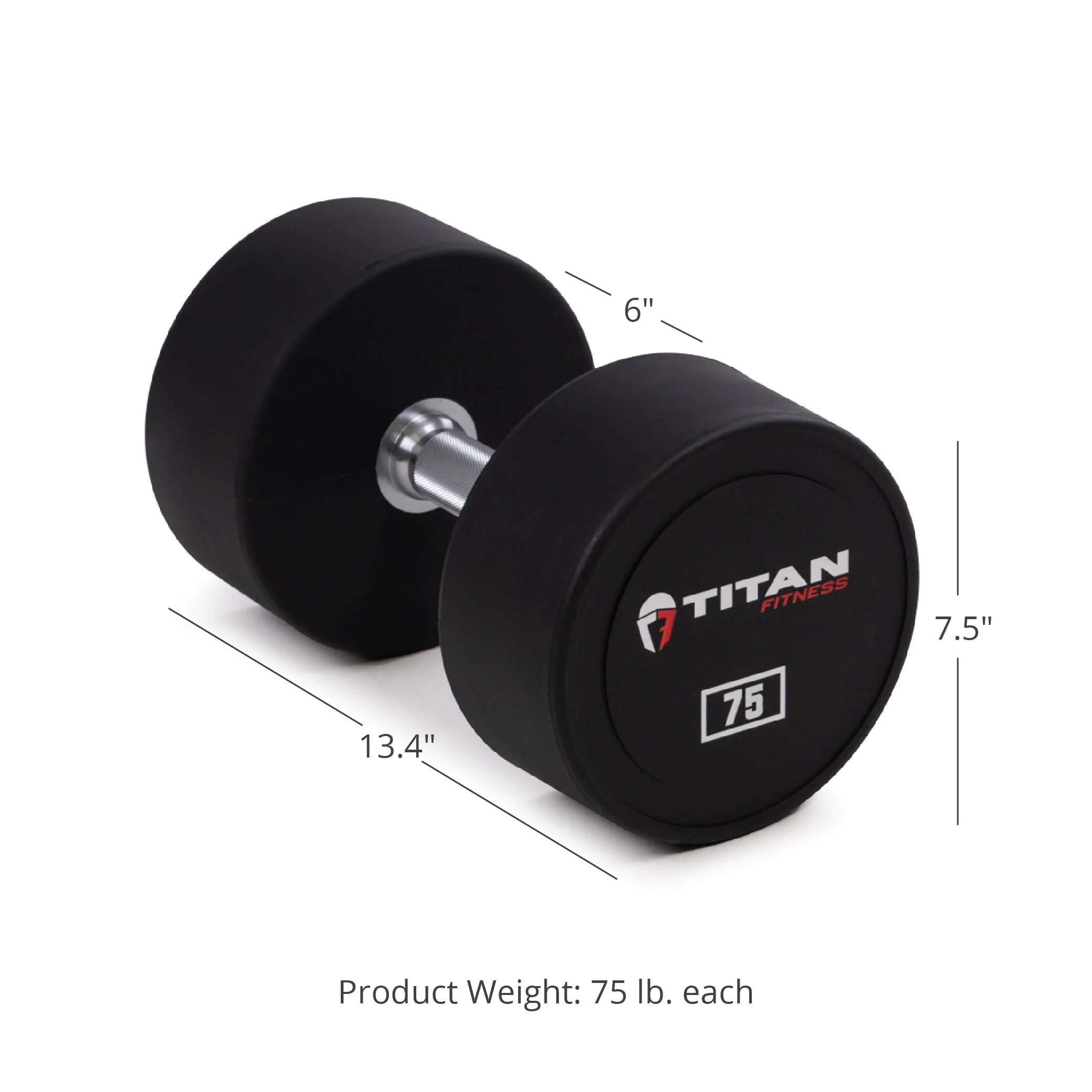 Scratch and Dent, 75 LB Classic Round Urethane Dumbbell - Image 4