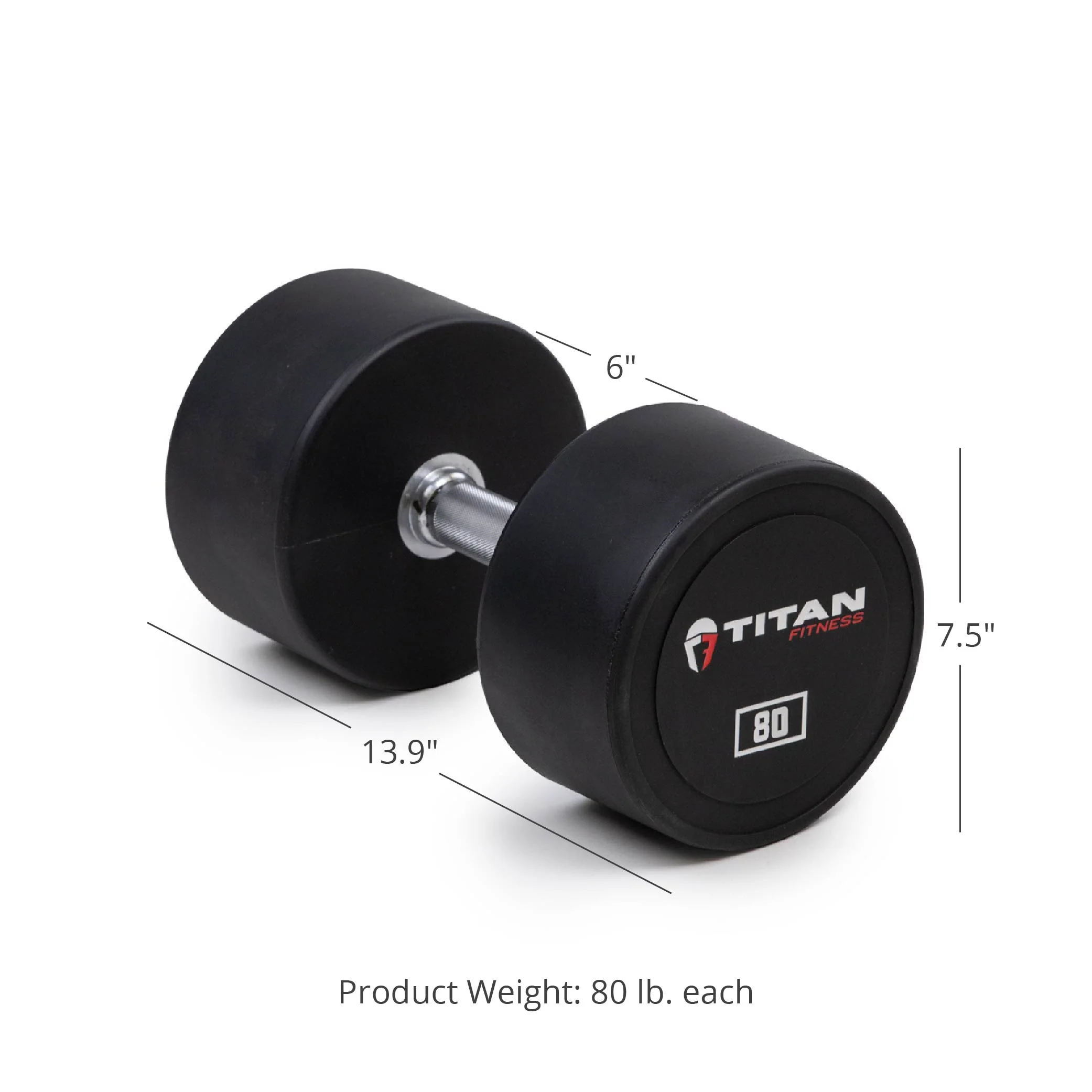 Scratch and Dent, 80 LB Classic Round Urethane Dumbbell - Image 5