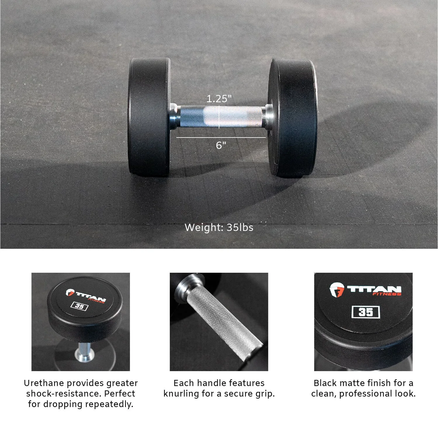 Scratch and Dent - Urethane Dumbbell | 35 LB | Single - FINAL SALE - Image 2