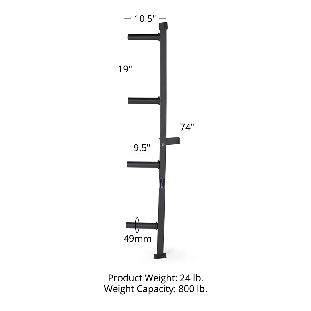 Wall Mounted 4-Peg Olympic Bumper Plate Weight Rack - Image 8